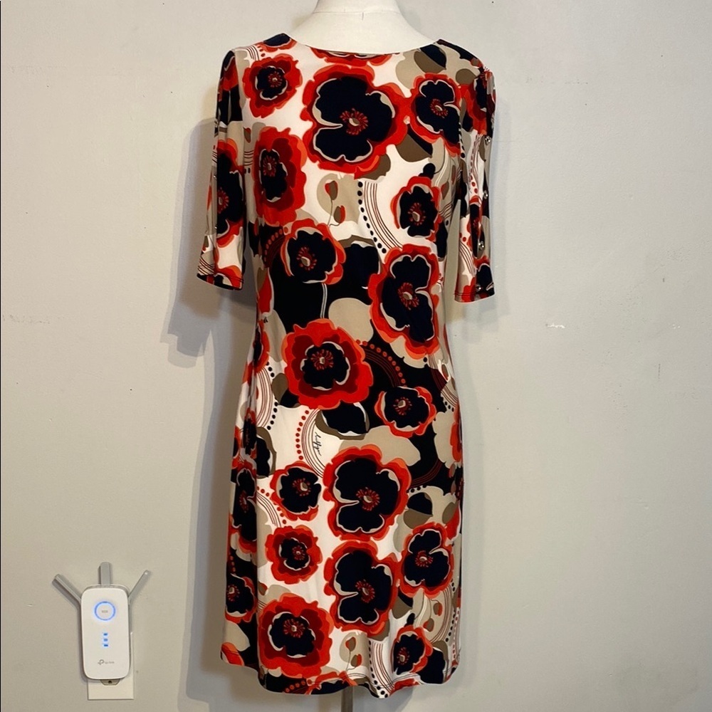 Y2K era Tommy Hilfiger Red Black Sheath Dress 3/4 Sleeve